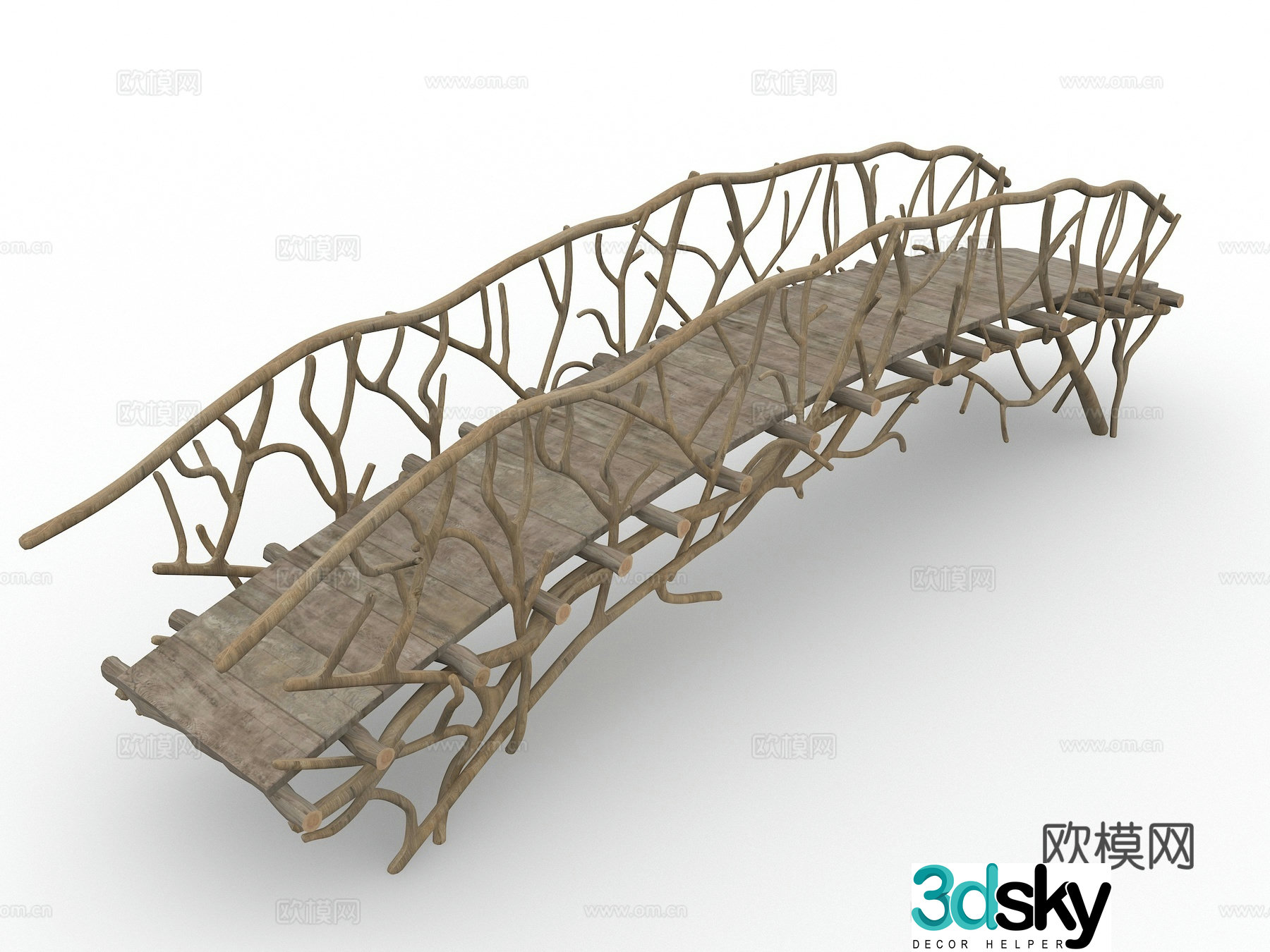 Modern bridge wooden bridge 3d model