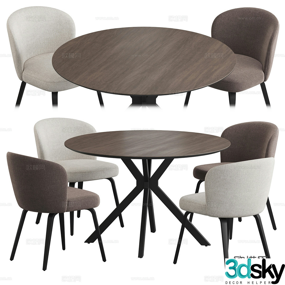Modern Italian dining table and chair 3d model