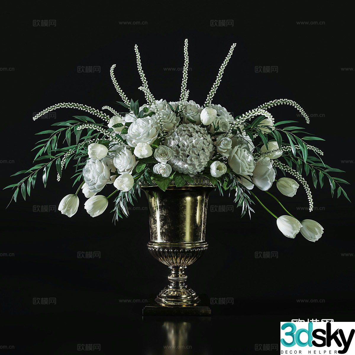 French vase flower art 3d model