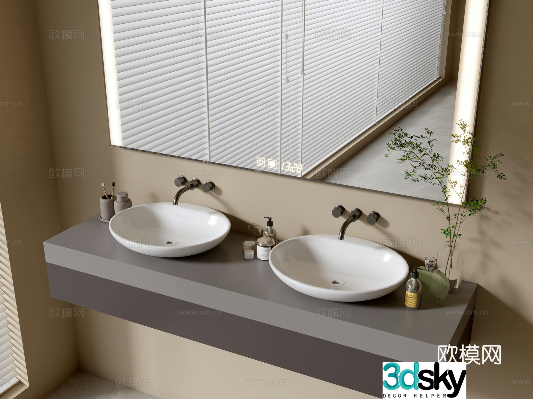 Modern bathroom cabinet bathroom basin bathroom ornaments mirror cabinet sink 3d model