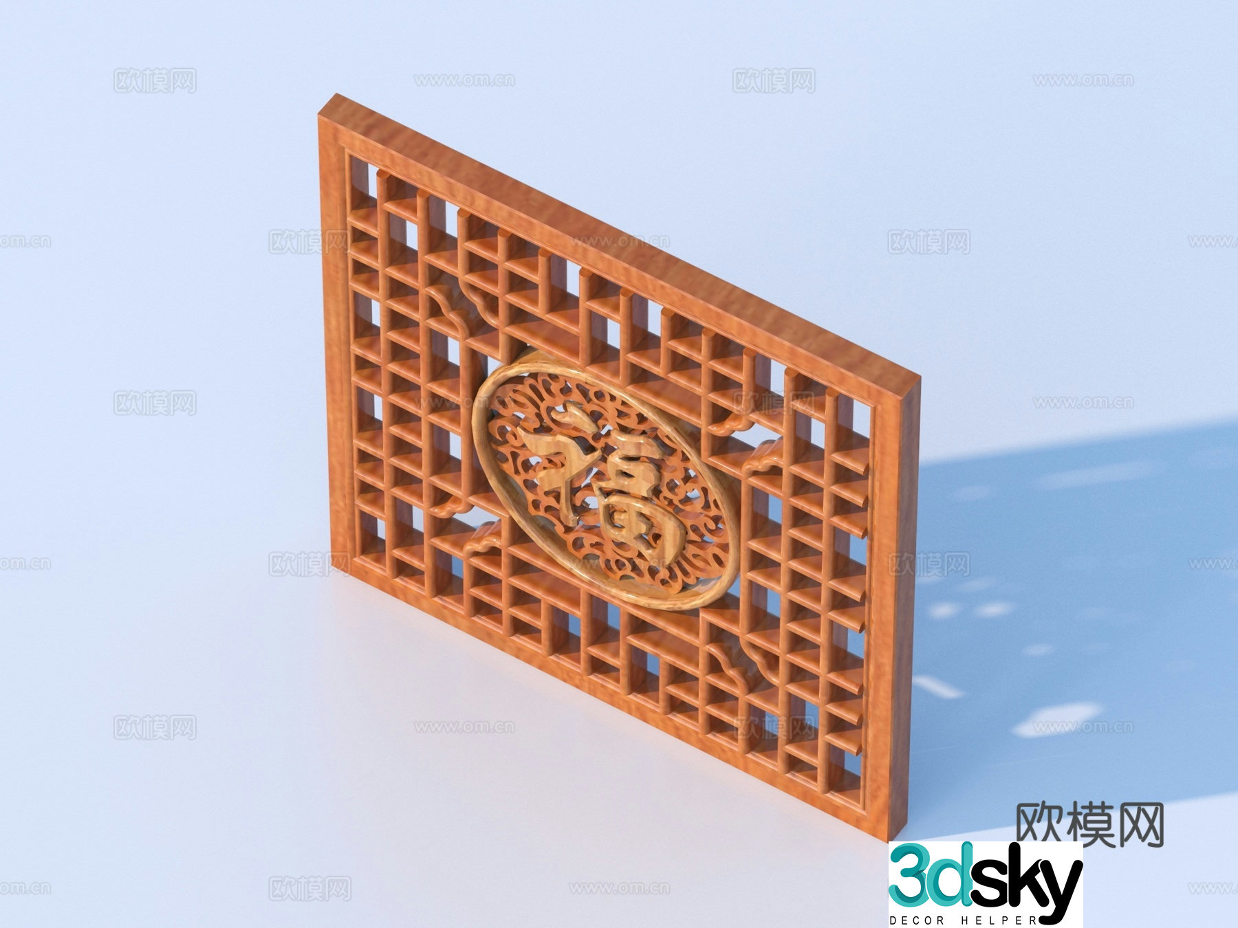 Carved window Grating window Hollow window Relief Wood carving 3D model