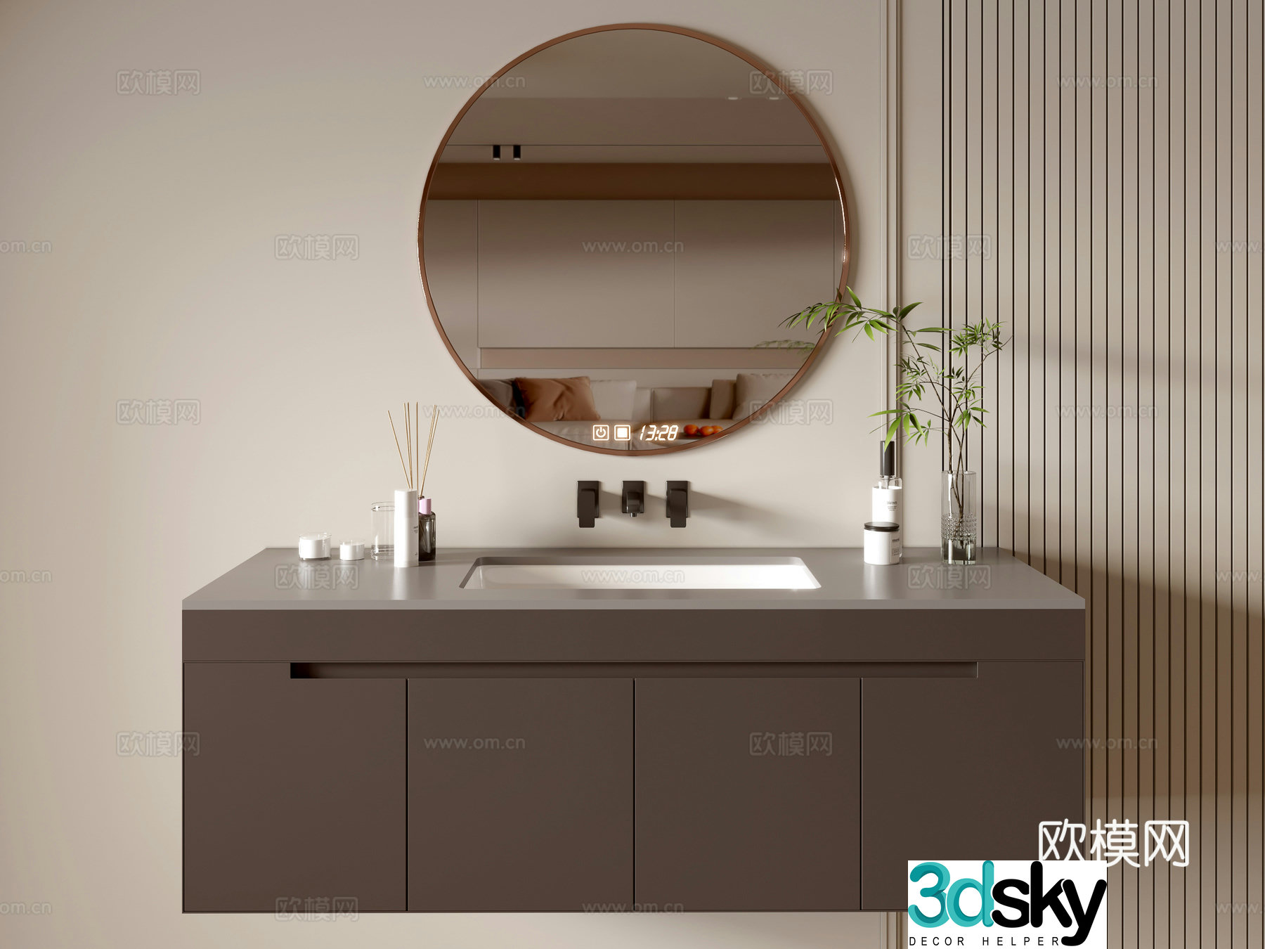 Modern bathroom cabinet bathroom basin bathroom ornaments mirror cabinet sink 3d model
