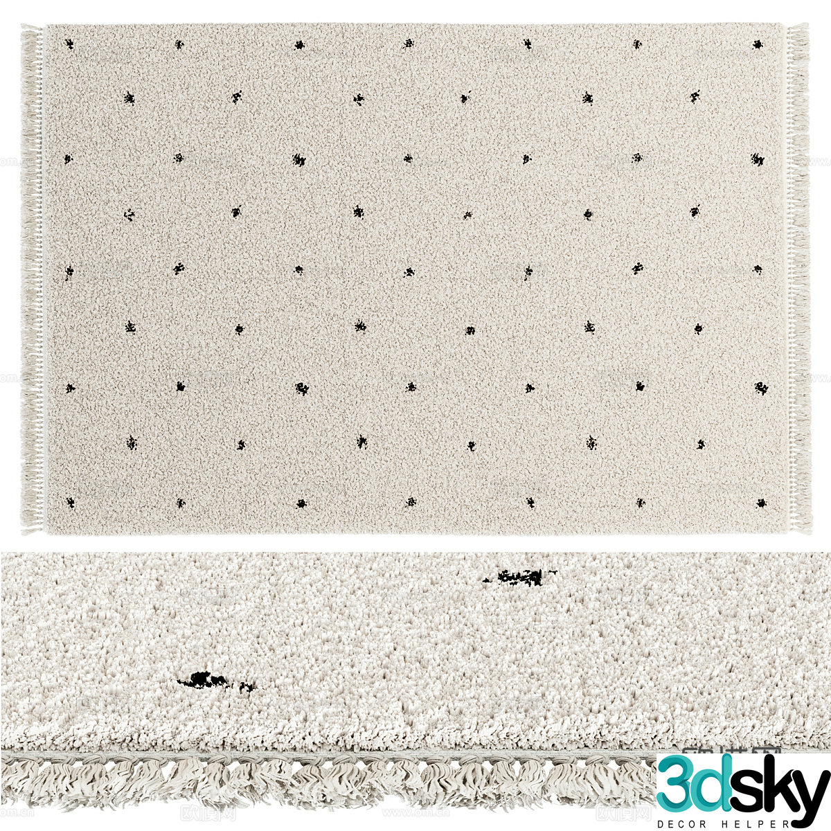 Modern Cream Berber Style Ava Carpet 3D Model