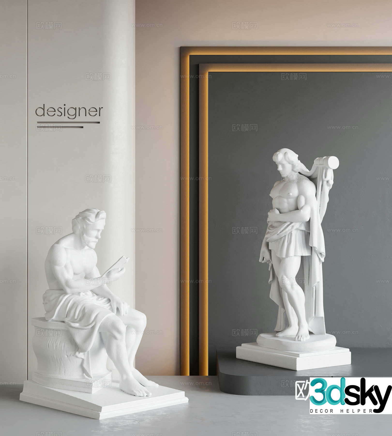 Modern sculpture ornaments French sculpture ornaments Abstract character sculpture ornaments Plaster sculpture ornaments 3D model
