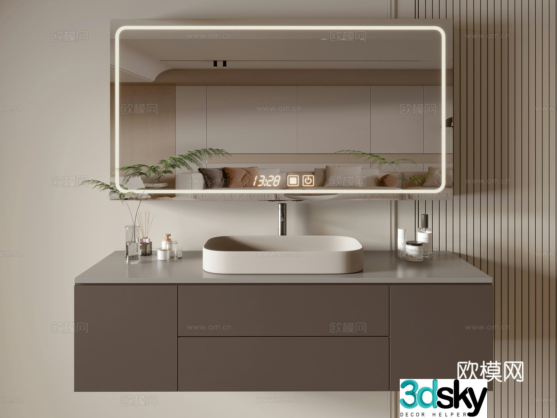 Modern bathroom cabinet bathroom basin bathroom ornaments mirror cabinet sink 3d model