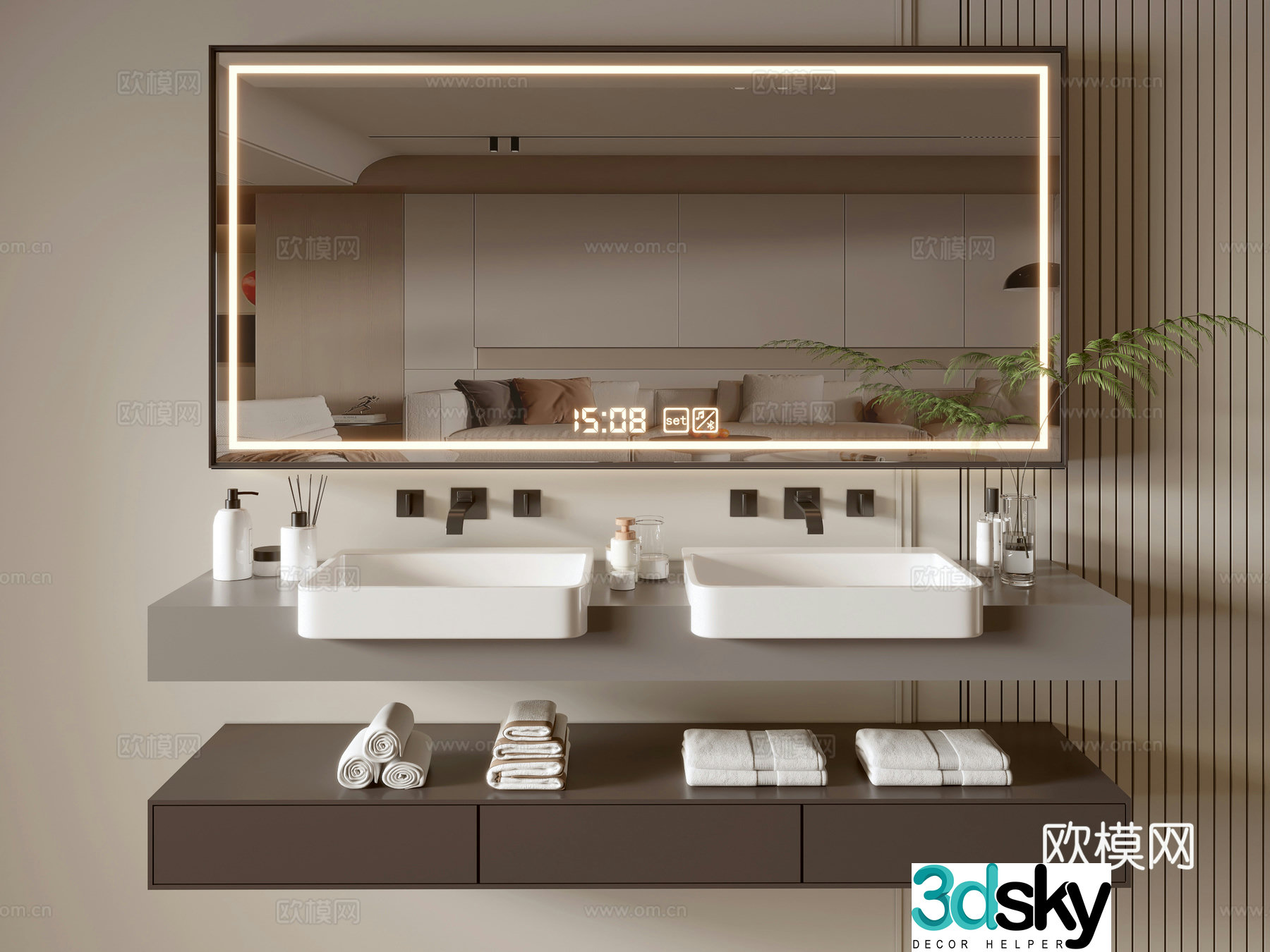 Modern bathroom cabinet bathroom basin bathroom ornaments mirror cabinet sink 3d model