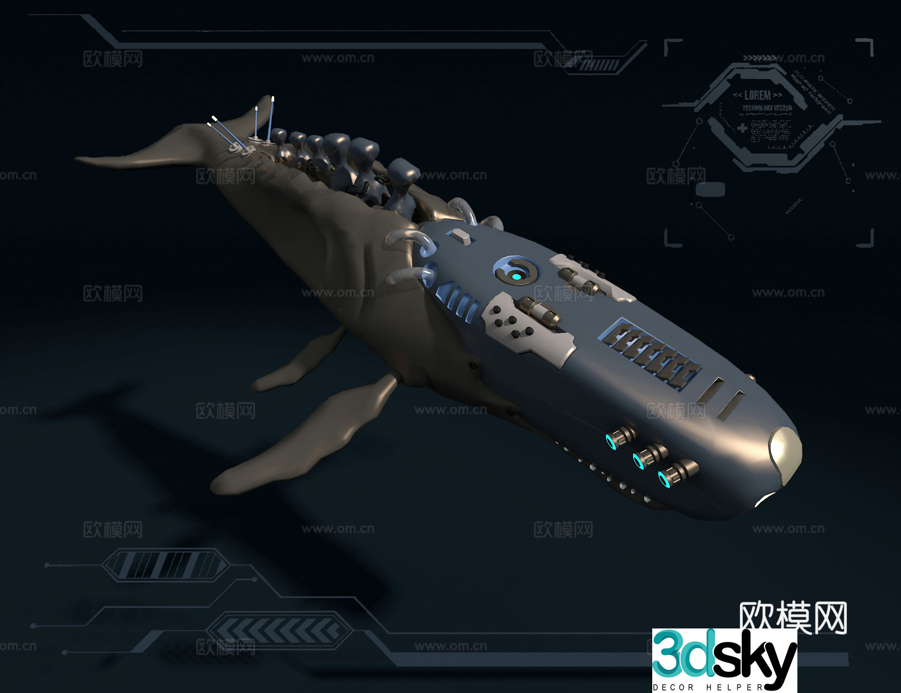Bionic Tech whale 3D model