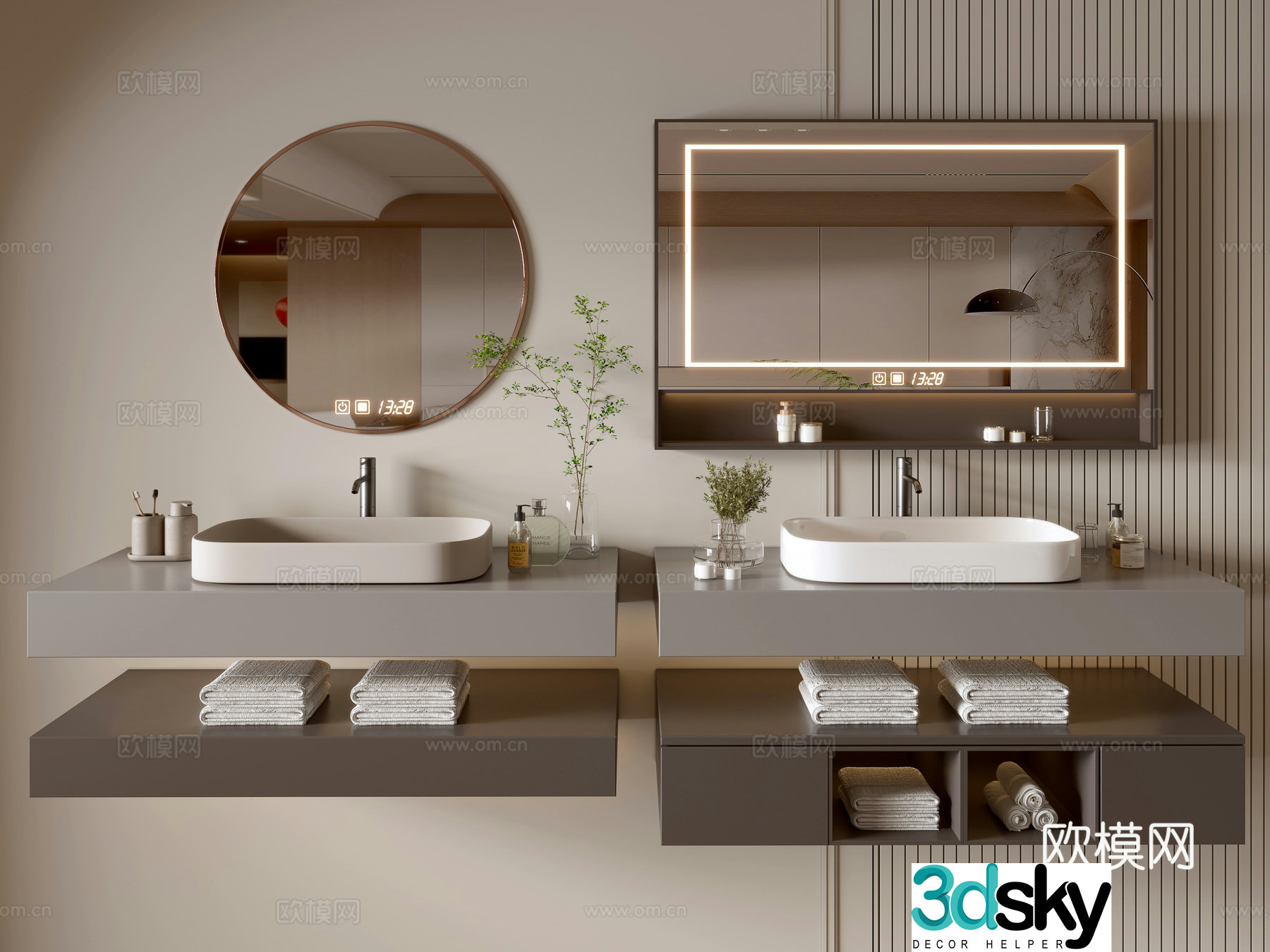 Modern bathroom cabinet bathroom basin bathroom ornaments mirror cabinet sink 3d model