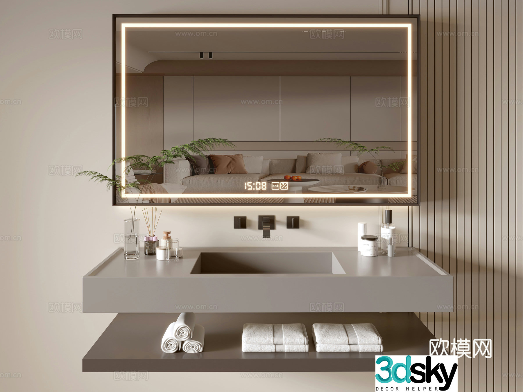 Modern bathroom cabinet bathroom basin bathroom ornaments mirror cabinet sink 3d model