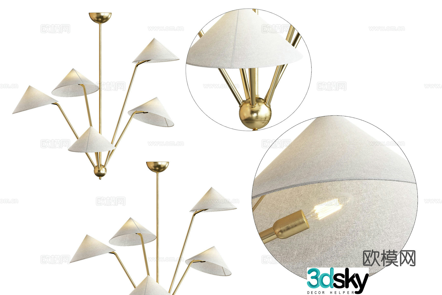 Modern simple light luxury chandeliers chandeliers Simple light luxury chandeliers Restaurant chandeliers Living room chandeliers 3D model