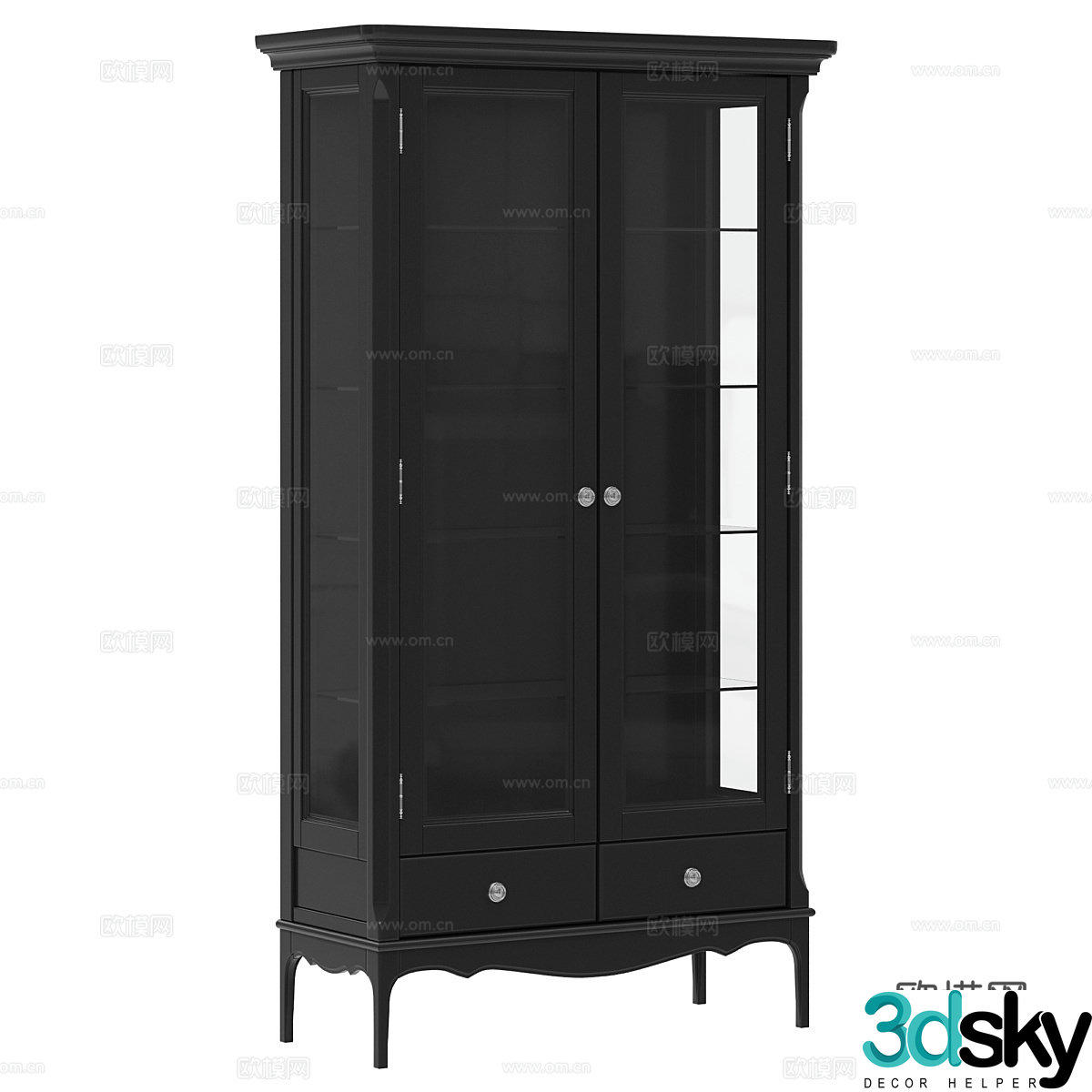 Black European wine cabinet 3D model