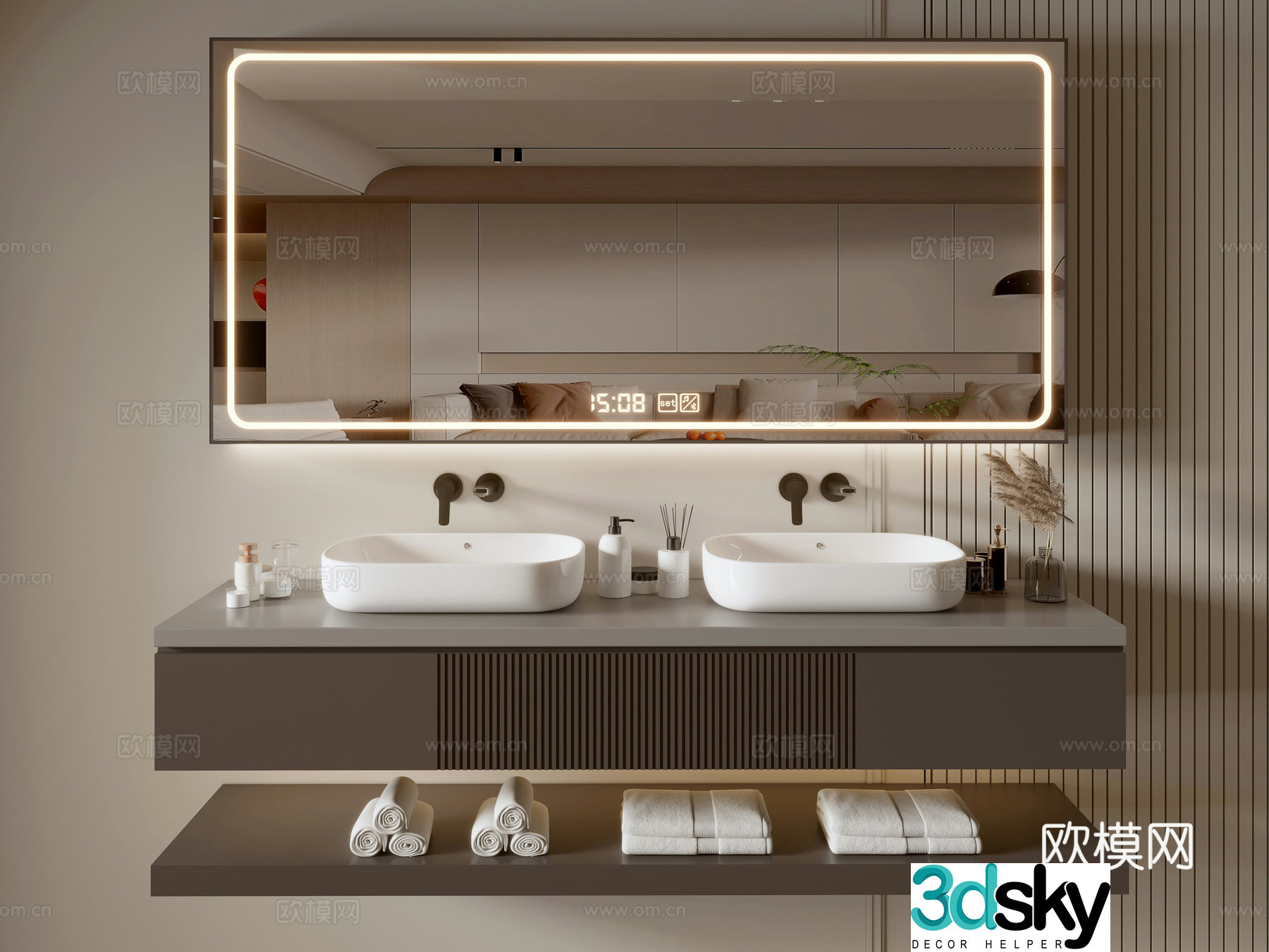 Modern bathroom cabinet bathroom basin bathroom ornaments mirror cabinet sink 3d model