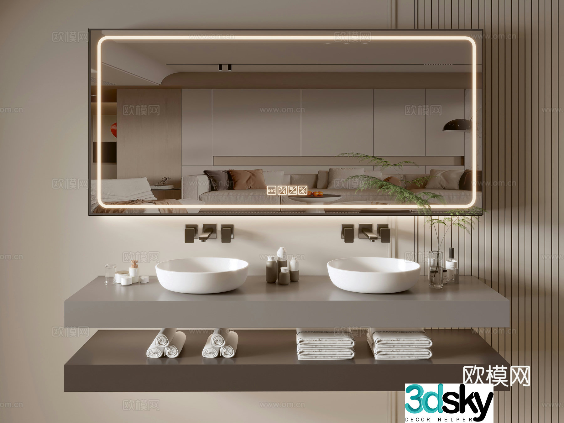 Modern bathroom cabinet bathroom basin bathroom ornaments mirror cabinet sink 3d model