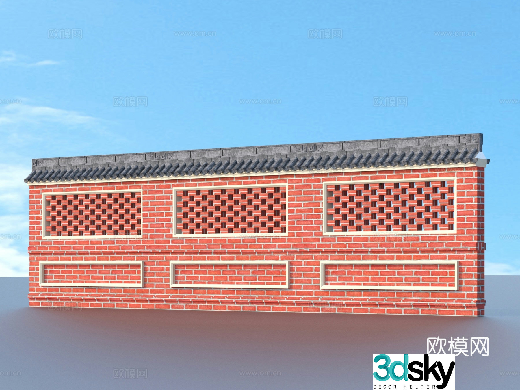 Brick wall Red brick wall Three-dimensional brick wall 3d model