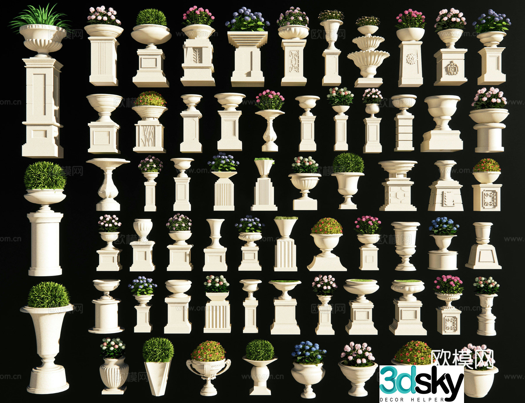 European flower bed flower bowl landscape flower bowl flower bowl decorative flower pot green plant bonsai pot 3D model