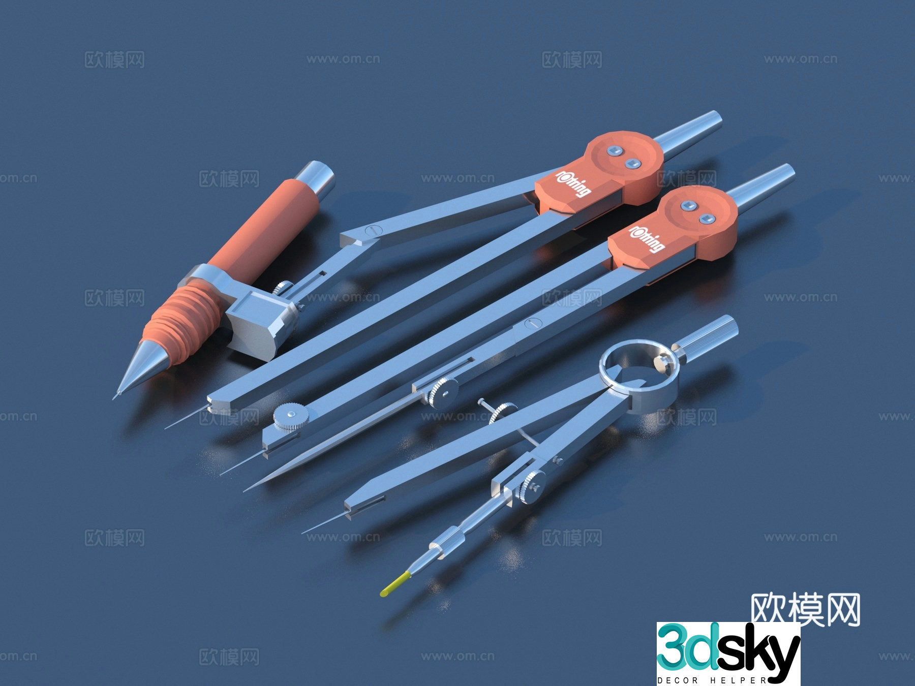 Compasses Stationery School supplies Office supplies 3D model