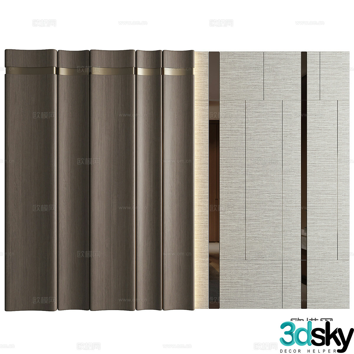 New Chinese style light luxury background wall 3D model