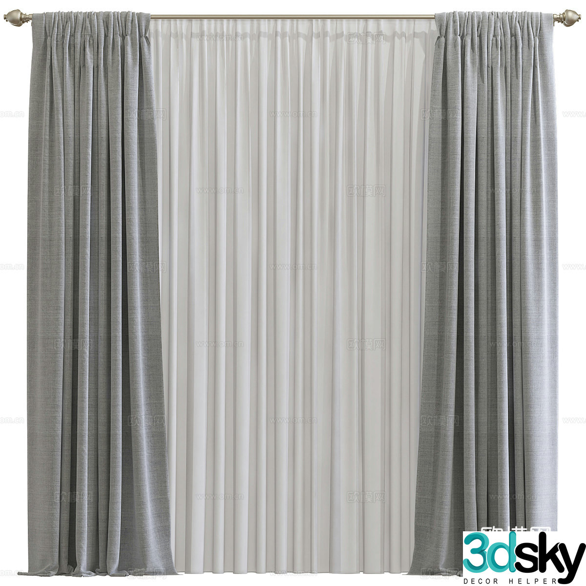 Modern fabric curtain 3d model