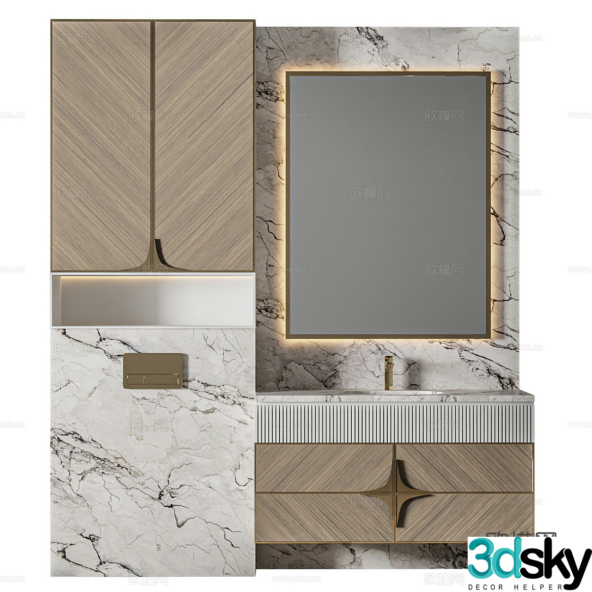 New Chinese style light luxury bathroom cabinet 3D model