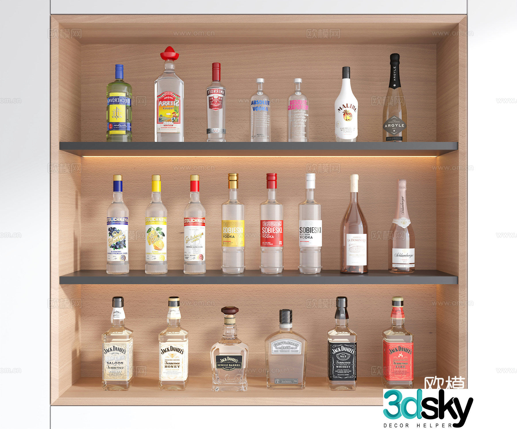 Modern wine cabinet wine wine food wine bottle 3d model