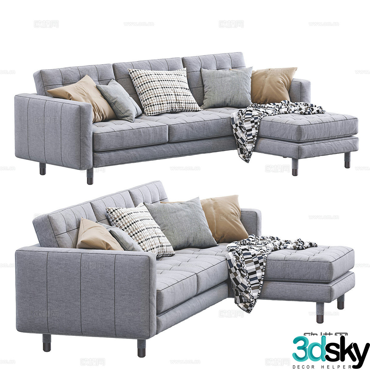 Modern Nordic corner sofa 3d model