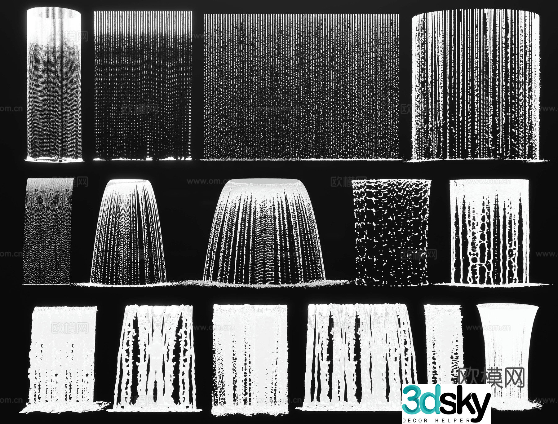 Modern water curtain wall flowing water curtain fall waterscape flowing waterfall landscape water curtain stacked water landscape 3D model