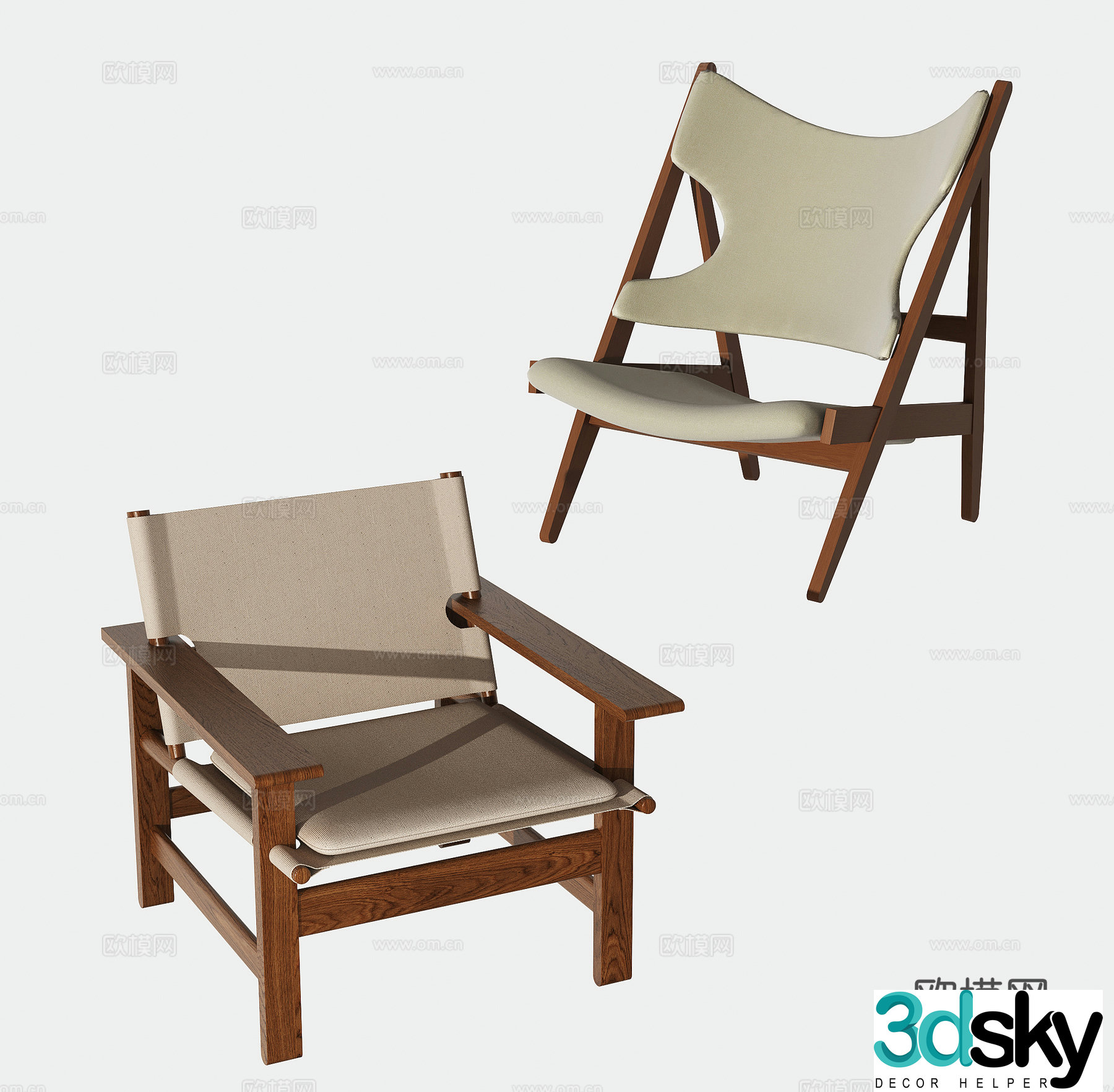 Modern leisure chair with armrests Dining chair Sofa chair 3d model