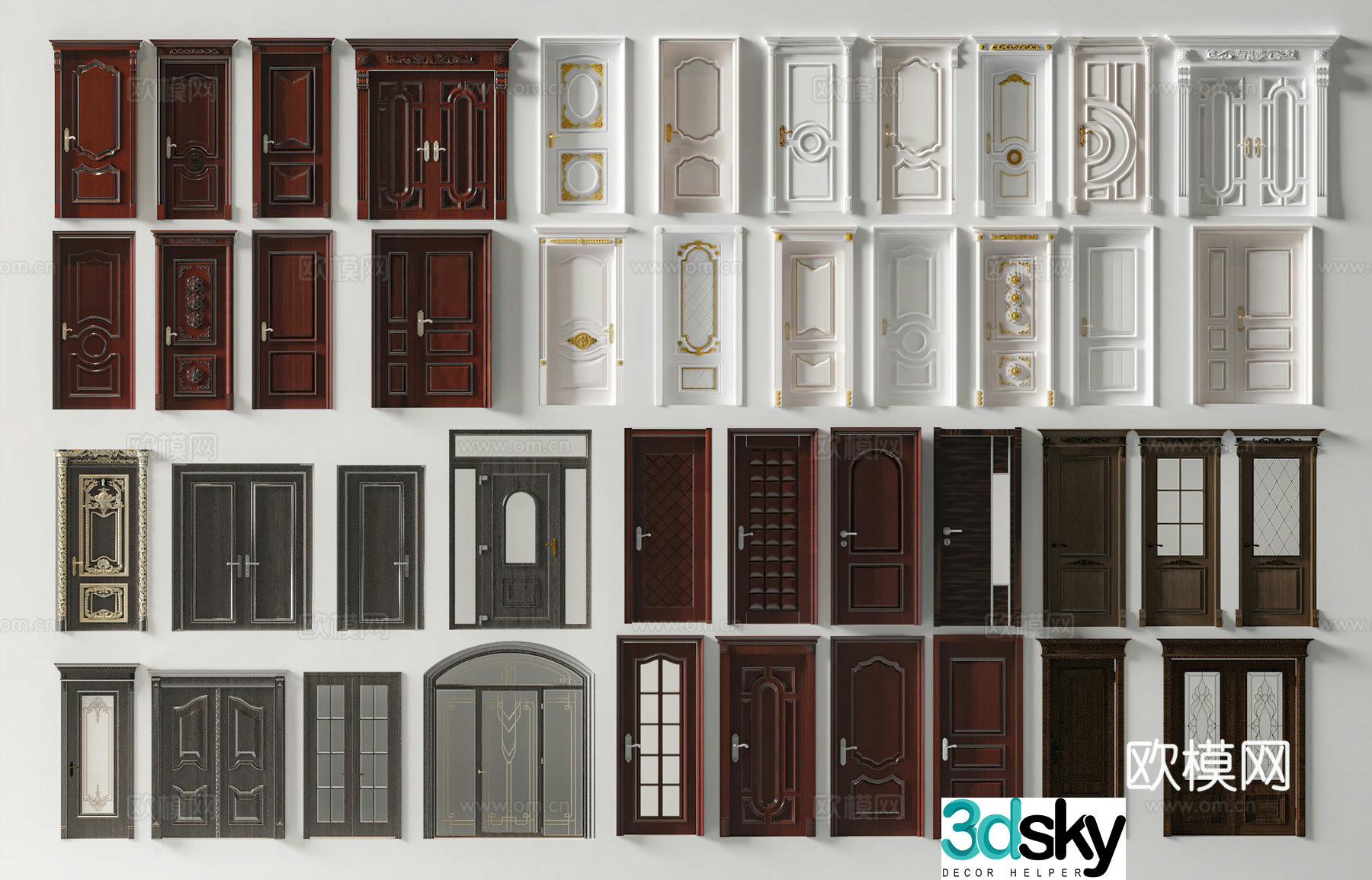 Modern door combination 3D model