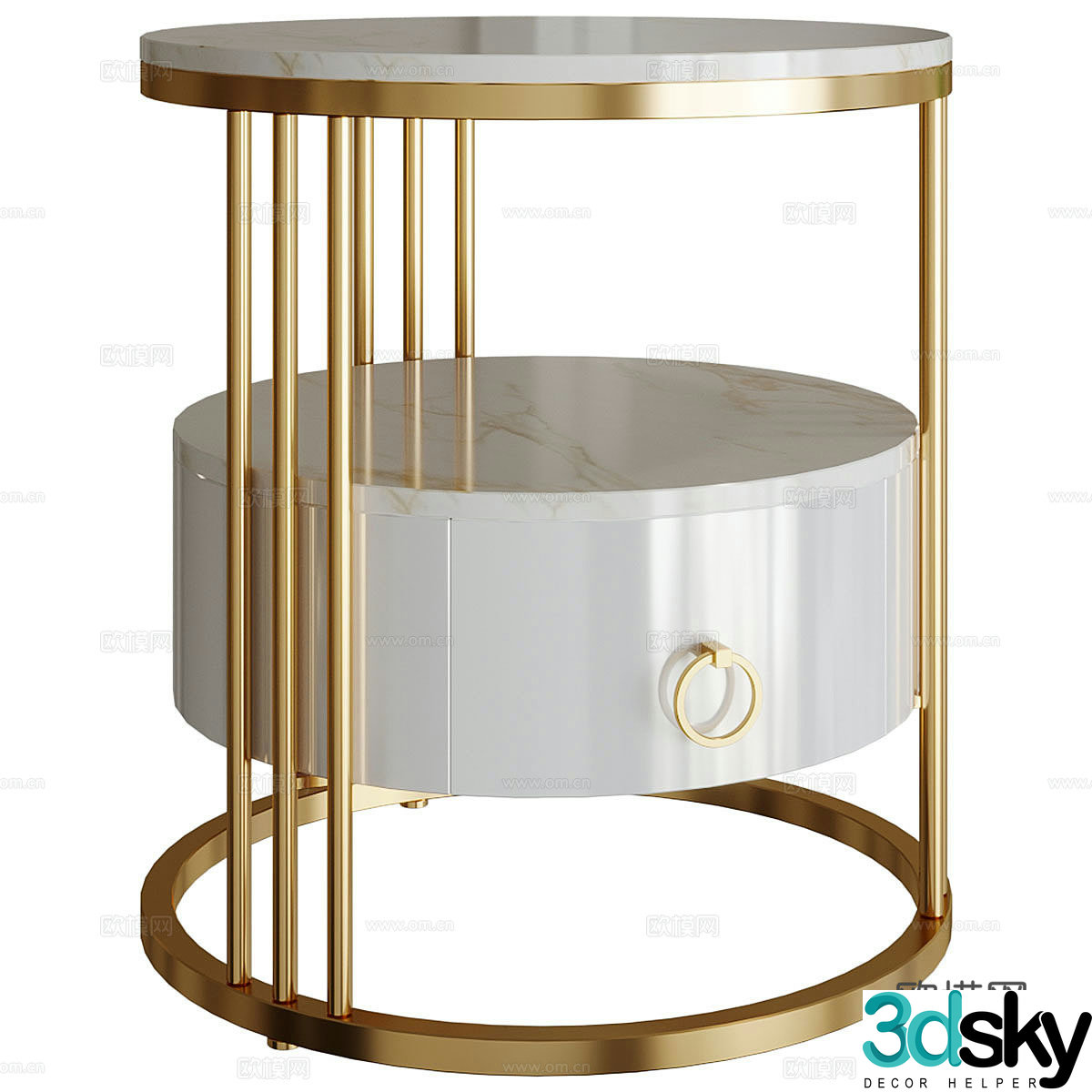Modern light luxury bedside table 3D model