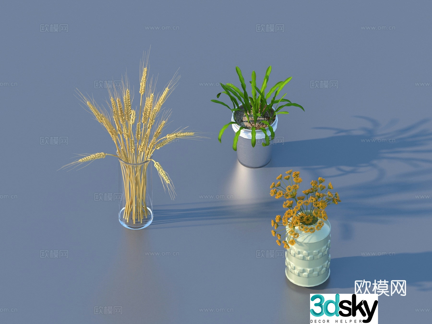 Flower pot pot green plants plant 3d model