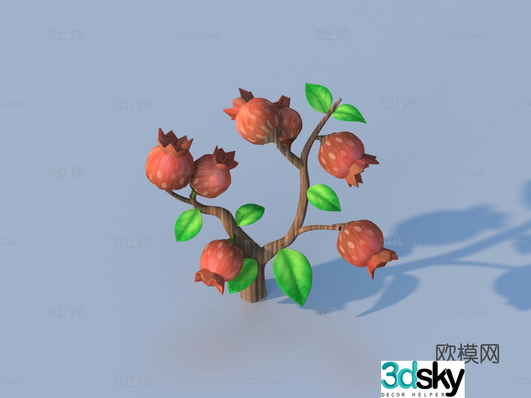 Cartoon pomegranate fruit 3d model