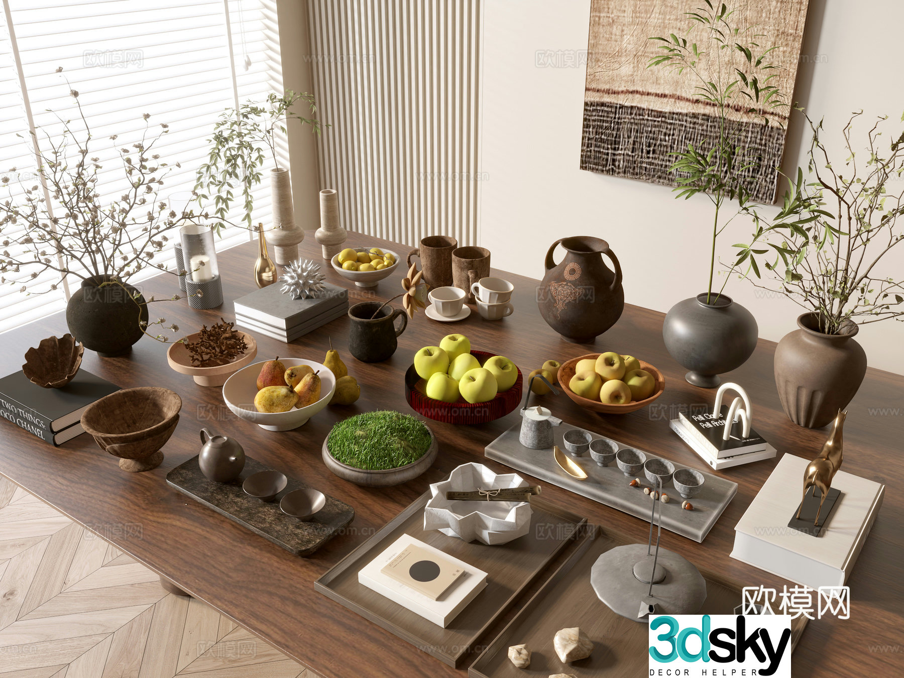 Modern ornament combination Vase ornament Art ornament Dining table ornament Tea set Coffee table ornament 3D model