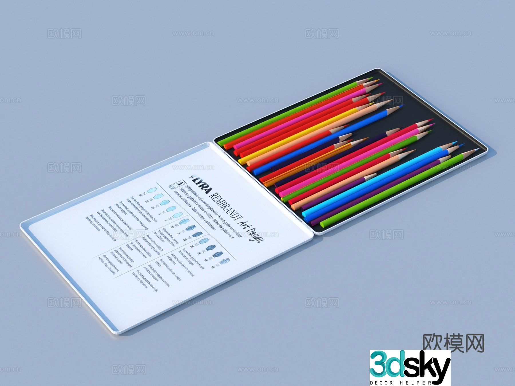 Paintbrush Colored Pencil Stationery School Supplies Office Supplies 3D Model