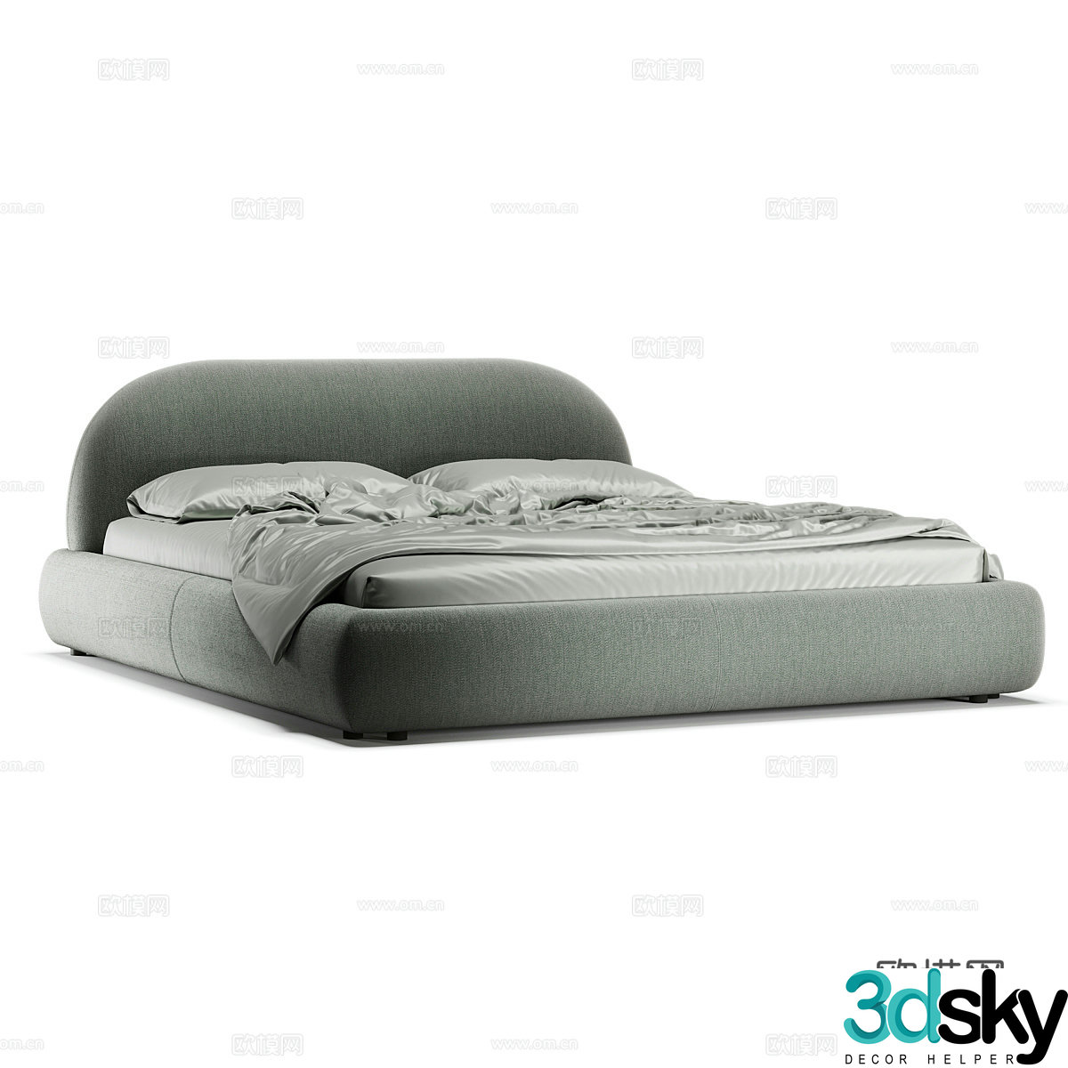 Modern simple double bed Double bed Simple bed Bedroom bed Pillow 3D model