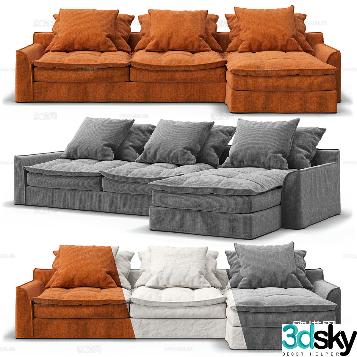Modern Italian Furninova Sake LC sofa 3d model