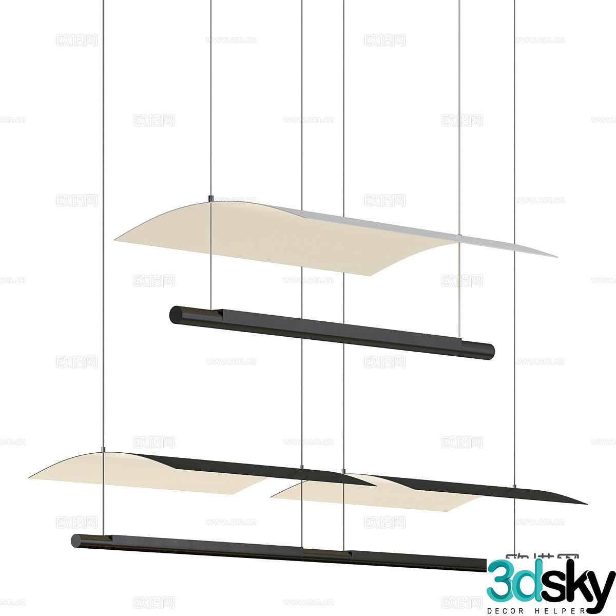 New Chinese craft chandelier 3D model