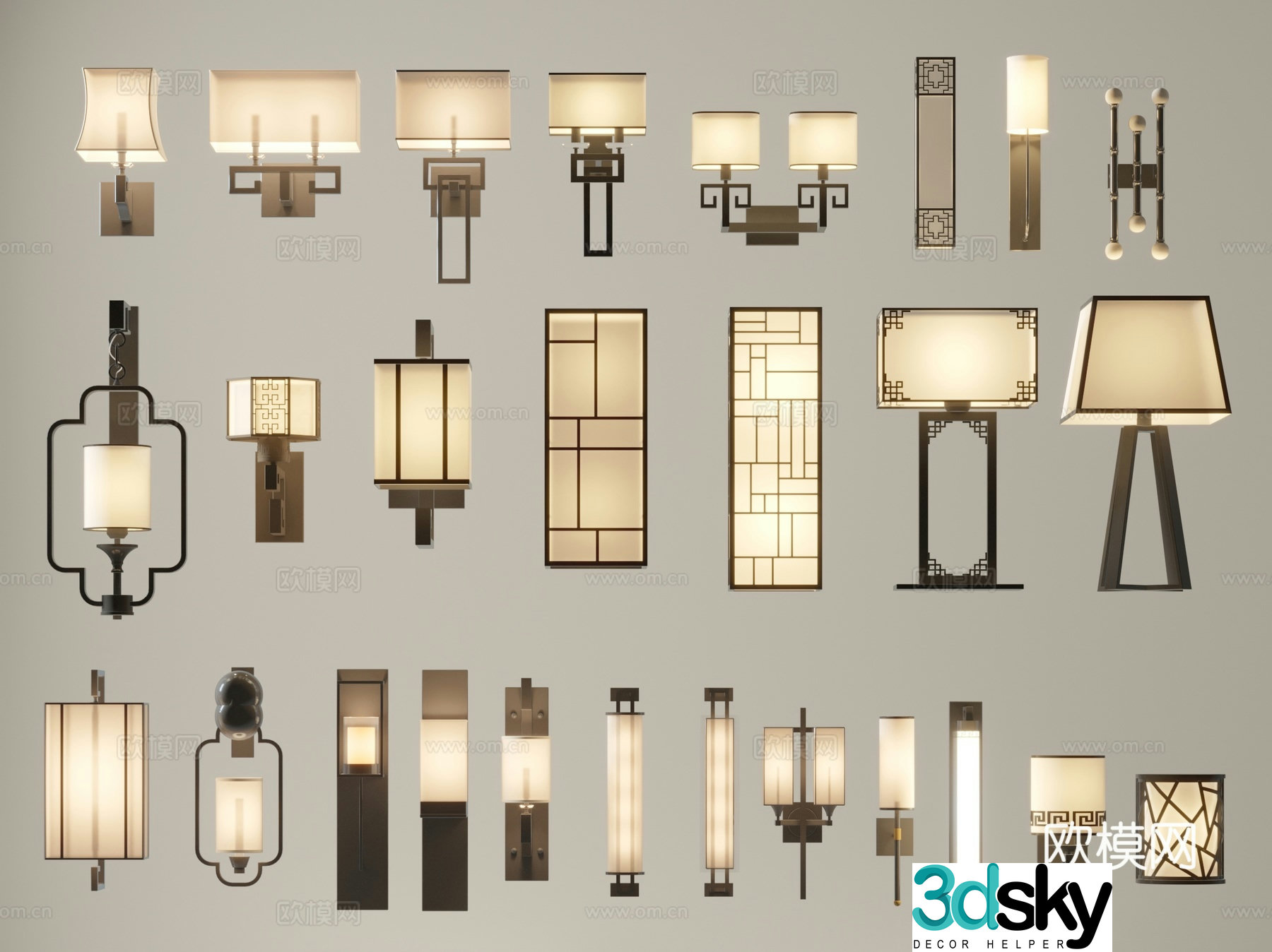 New Chinese wall light 3D model