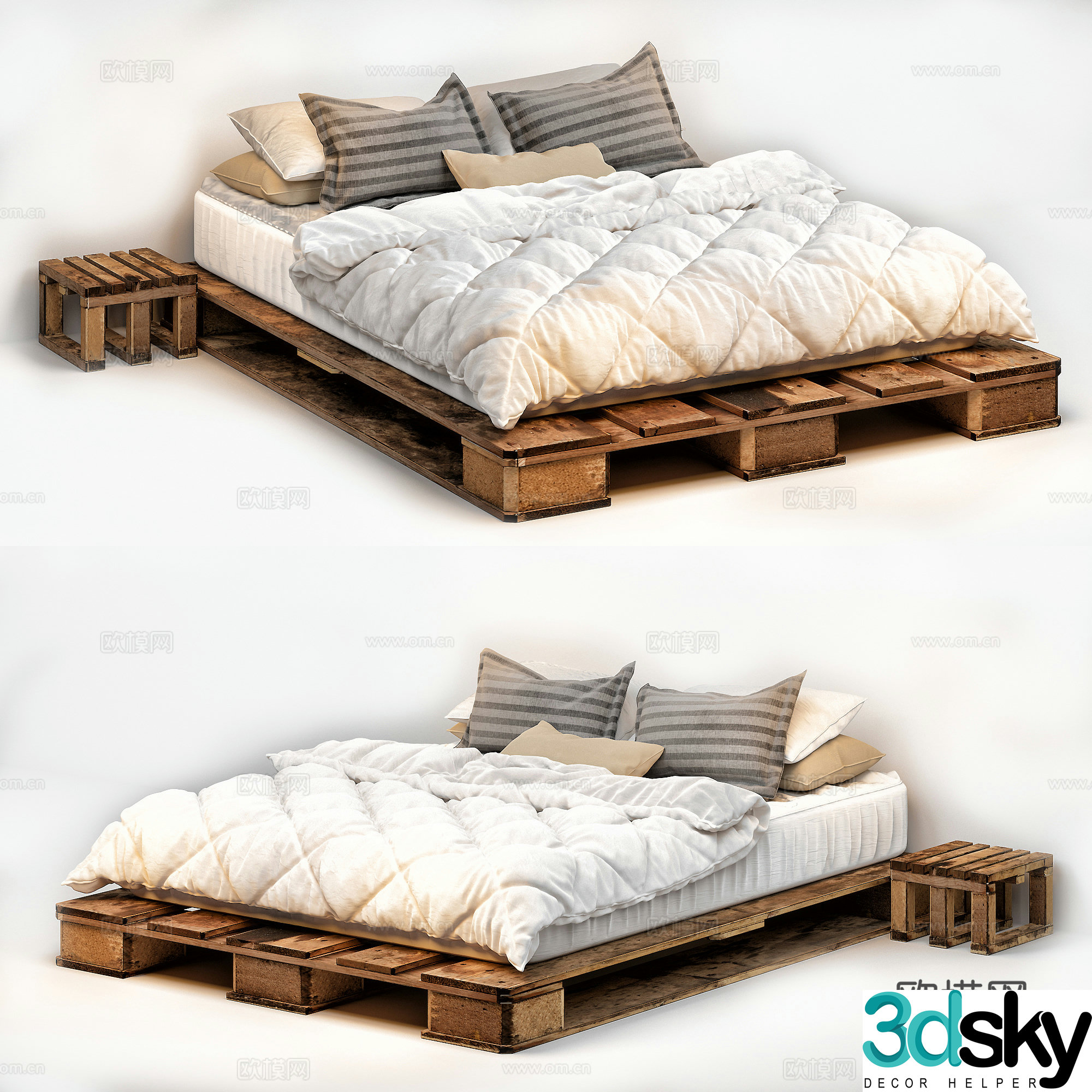 Wai Sai Platform Bed 3D Model