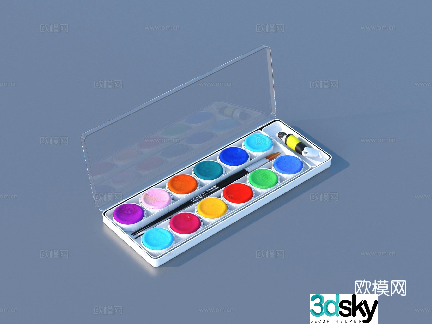 Pigment Pigment Box Painting Tool Color Palette Box 3D Model