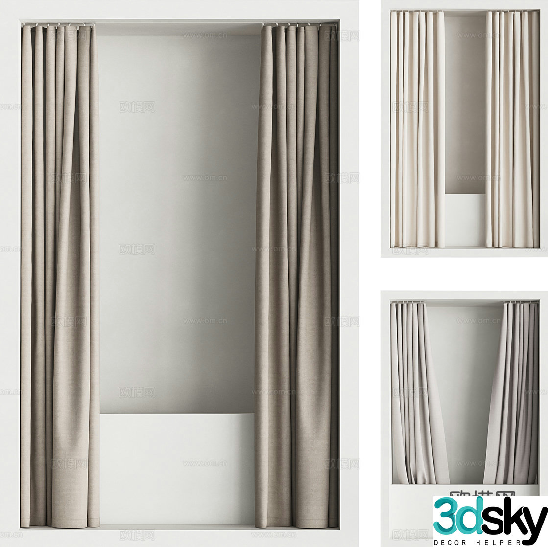 New Chinese bathtub shower curtain 3D model