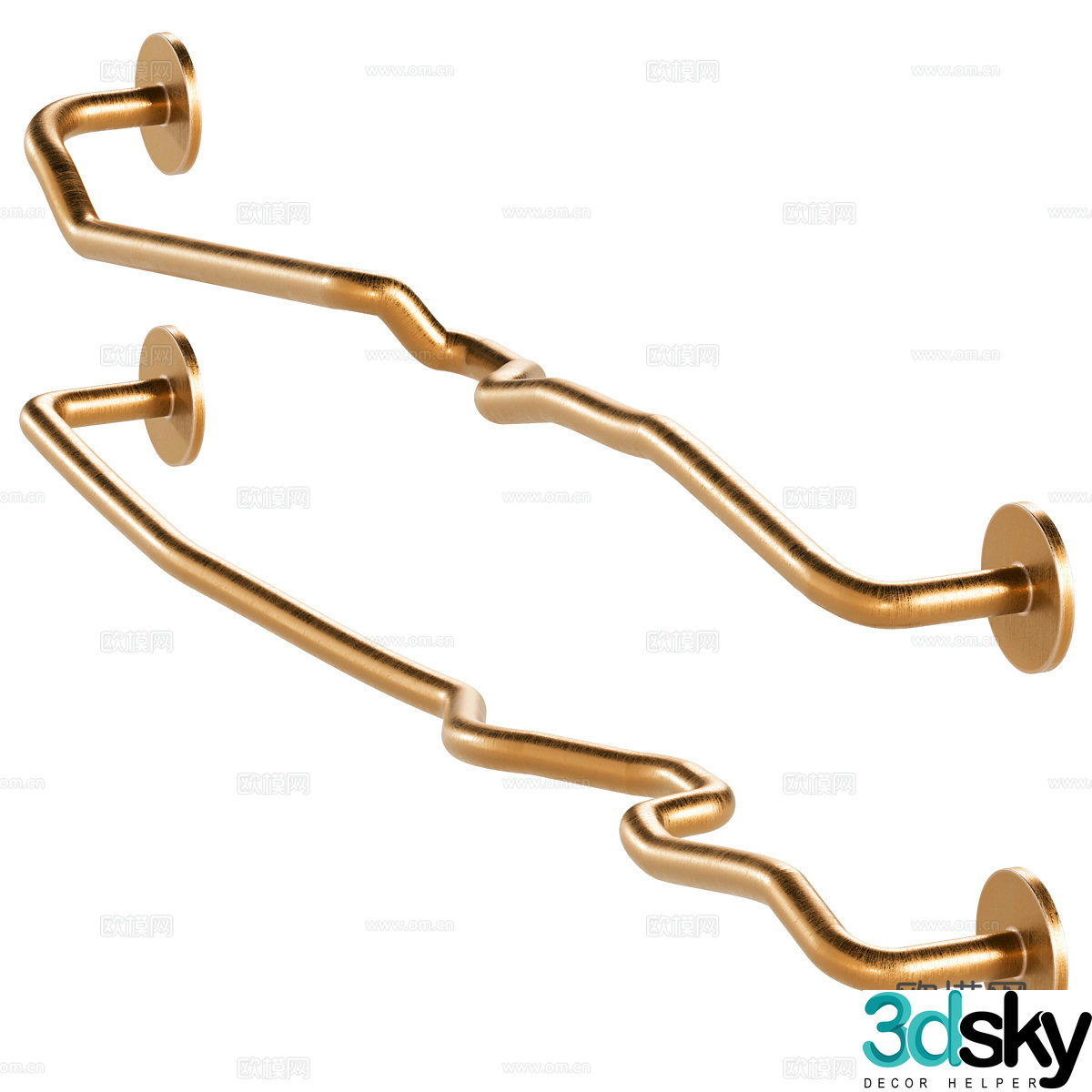 Handmade brass towel rack 3d model
