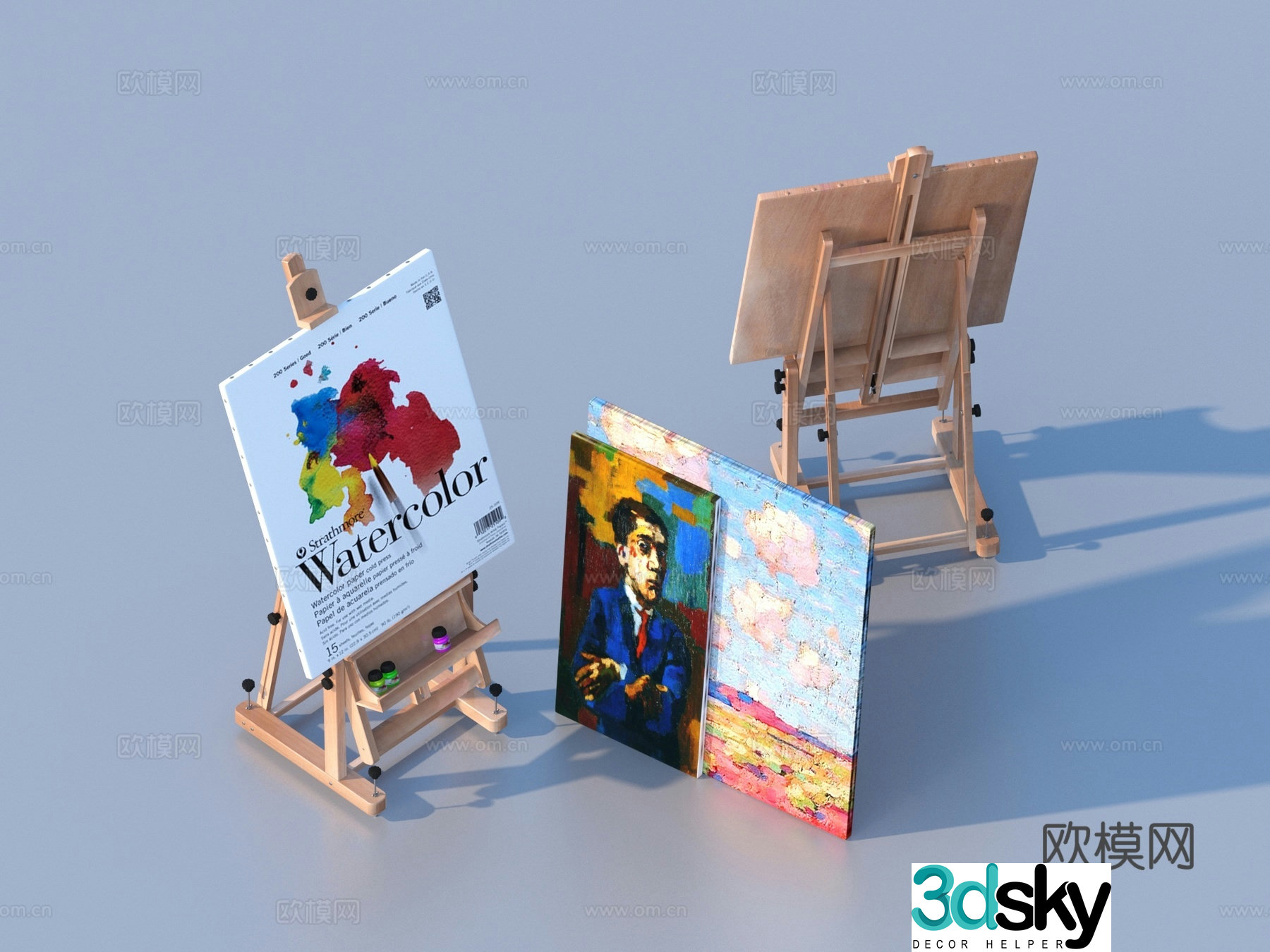 Easel Art Equipment Artboard 3D Model