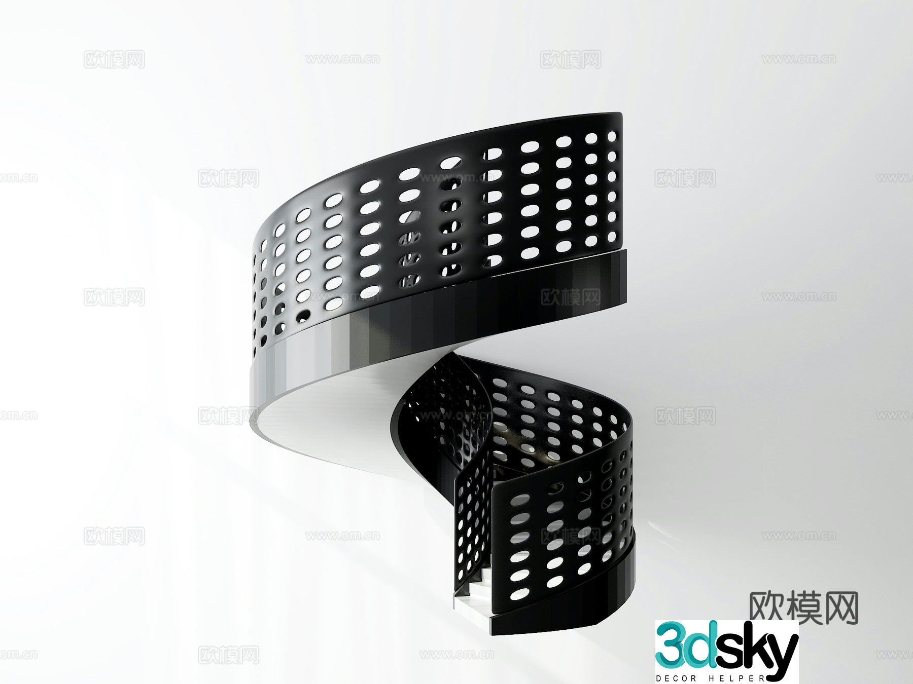 Modern curved staircase 3d model