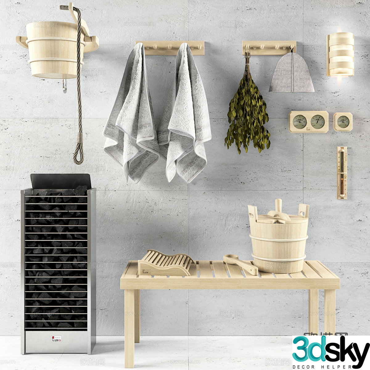 SAWO sauna accessories 3d model