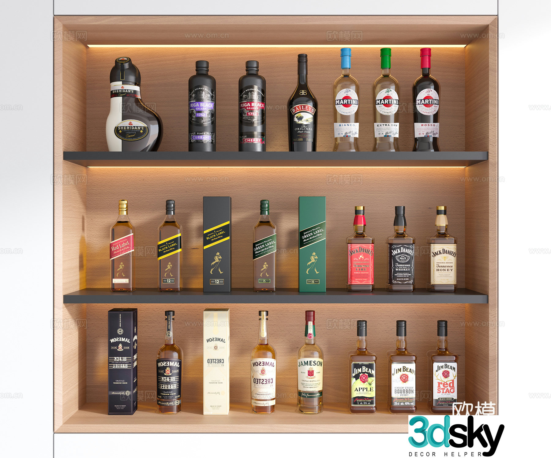 Modern wine cabinet wine wine food wine bottle 3d model