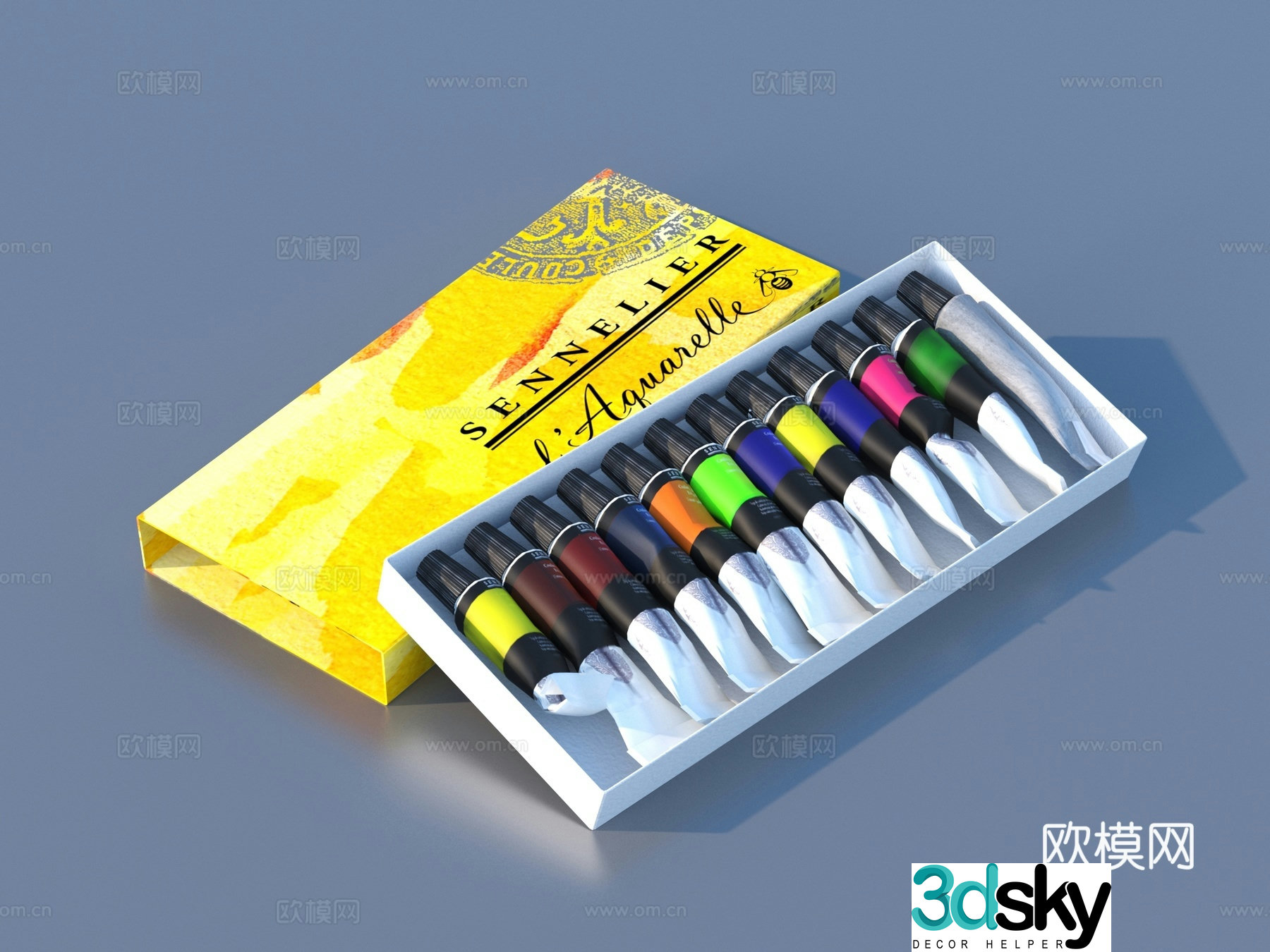 Pigment Pigment Box Painting Tool Color Palette Box 3D Model