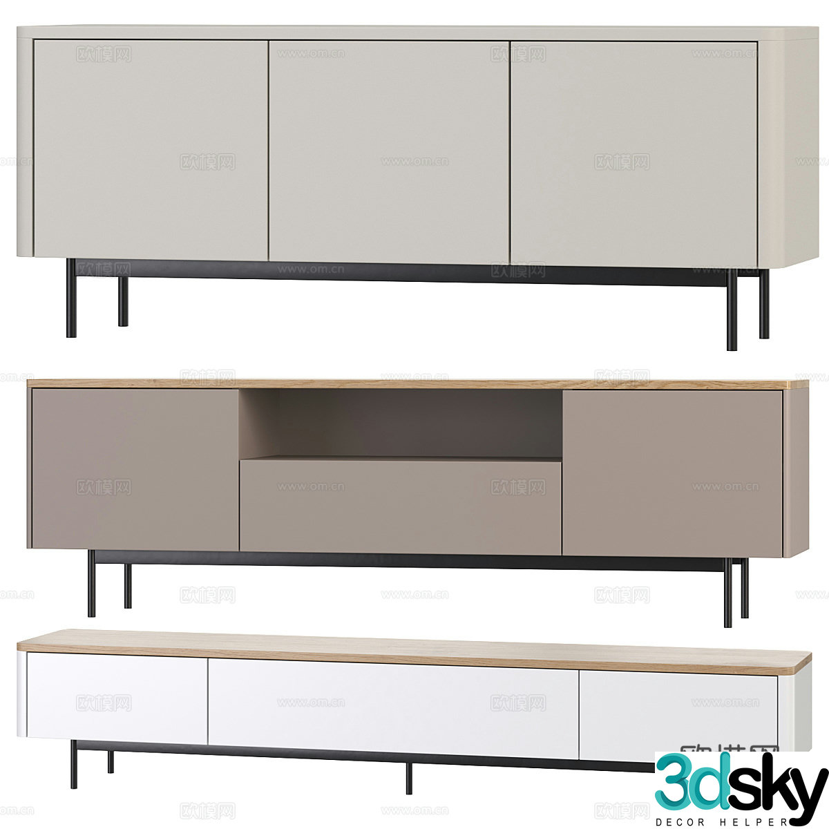 Modern Italian minimalist TV cabinet 3D model