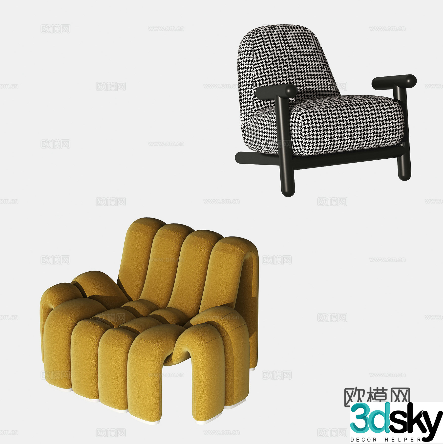 Modern casual sofa single sofa lazy sofa combination 3d model