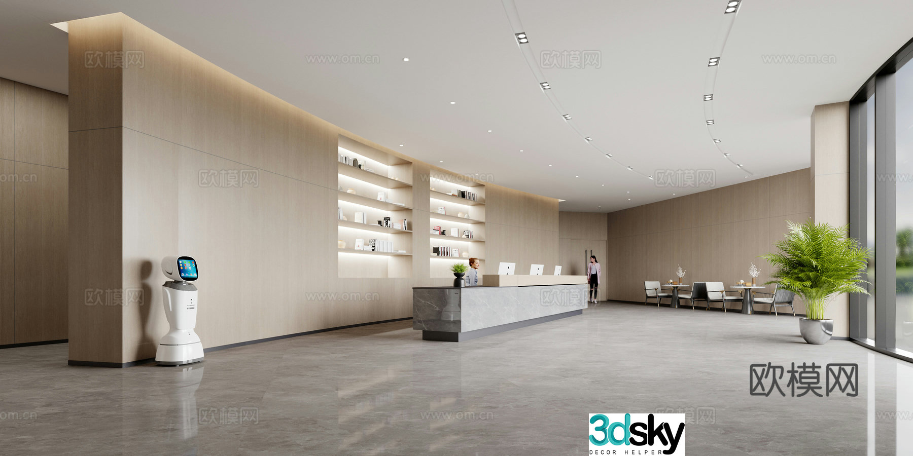 Modern office reception hall 3d model