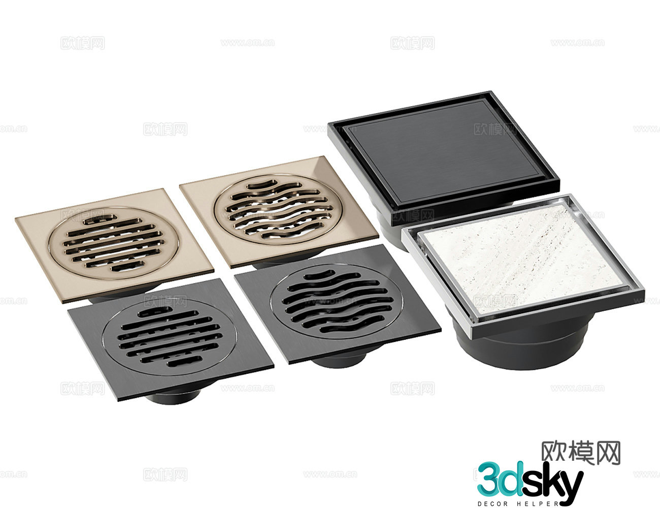 Square floor drain 3d model